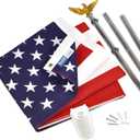 Polycotton U.S.Flag Pole Set 3x5 Polycotton U.S. Flag With Pole And Bracket