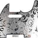 Stainless Steel Pick Guard Scratch Plate 8 Holes SH Pickup Configuration Engraving Metal Electric Guitar Pickguard Compatible with USA/Mexican Telecaster Tele Modern Style Guitar Parts(Chrome)