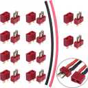 Hobbypark 10 Pairs T-Plug Connectors Male & Female Deans Style w/Shrink Tubing for RC LiPo Battery Pack ESC Electric Engine Motor Parts