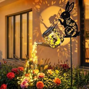 LOVERUIS Garden Statues Bunny with Solar Watering Can Lights, Cute Outdoor Bunny Figurines Garden Decor for Patio Yard Lawn Ornaments, Unique Gift for Women Mom Grandma