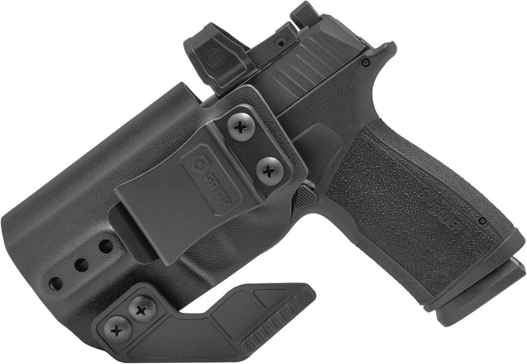 GRITR IWB Kydex Right/Left Hand Sig Sauer P365-XMACRO Pistol Holster - Optic Cut, Concealment Claw, Open Bottom, 1.5" Belt Clip, Adjustable Retention & Cant