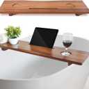 Luxe Premium Acacia Wood Bathtub Tray Caddy with Adjustable Legs, 35x9 Inch Large Wooden Bath Tub Board, Anti-Tipping Bath Shelf Over Tub, Bathtub Accessories