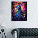 Tucocoo Beautiful Peafowl Paint by Number for Adults, Easy DIY Oil Painting Kits on Canvas with Brushes and Acrylic Pigment, Graffiti Animal Black Colorful Picture for Home Decor 16x20inch (Frameless) (Artwork-25)