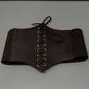 Corset Belt for Women Lace Up Elastic Leather Waist Corset Tied Waspie Belt for Renaissance Pirate Halloween Costume (Fit Waist Size 24"-26", 3-coffee)
