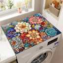 Washer and Dryer Covers for the Top,Non-slip Dryer Top Protector Mat,23.6" x 19.7" Dust-proof Washing Machine Cover, Washer Dryer Top Covers for Laundry Room Kitchen (boho-flower, 23.6" x 19.7")