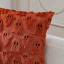 Halloween Ghost Pillow Covers 18x18 inch Set of 2,Rust Soft Plush Faux Fur Throw Pillow Cases Decorative Cushion Case for Bed Sofa Chair Fall Autumn Halloween Home Decor