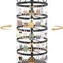 MODOWEY 5 Tiers Metal Rotating Earring Holder Organizer Stand Adjustable Display Tree, 220 Holes Large Carousel Rack for Stud Hoop Pierced Dangling Women Girls, Perfect View for All Earrings(Black)
