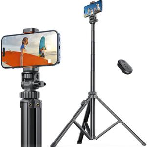 71''/ 180cm Extendable Phone Tripod Aluminum, Portable Stand for Video Recording, Travel Tripod for iPhone/ Cell Phone/ Camera Video Light, Compatible with Smartphones, DSLR