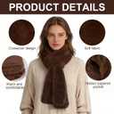 Faux Fur Scarf with Hidden Zipper Pocket, Womens Scarf with Pockets, Pull Through Winter Scarfs for Cold Weather, Brown