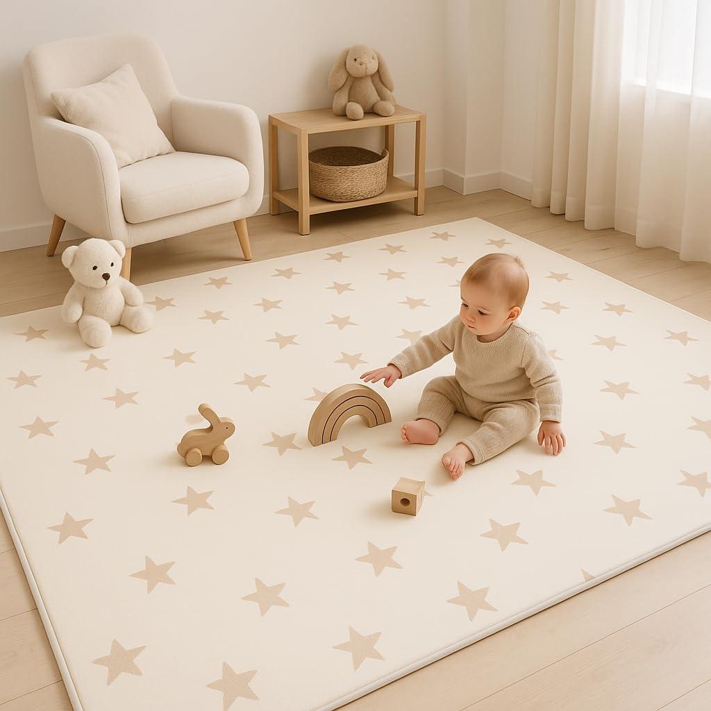 Bubba Bear Reversible Baby Floor Mat, 79" x 59" - Foldable and Lightweight Baby Play Mat for Floor - Easy Storage and Travel