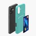 kwmobile Case Compatible with Apple iPhone 16 Case - TPU Phone Cover with Credit Card Holder - Mint