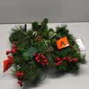 24 Inch Prelit Christmas Wreath for Front Door, Battery Operated LED Christmas Wreath with Pine Needles Branches Hari Leaves Red Berry Pine Cones, Lighted Wreath Wall Windows Decoration