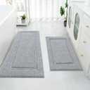 SHACOS Super Soft Bathroom Rugs Set of 2 Pieces with Bath Runner 20x32 + 20x47 inch Bath Mats Non Slip Plush Bath Rug Runner Absorbent Bathroom Carpet Machine Wash Dry, Light Grey