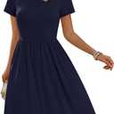 MEROKEETY Women's Summer Asymmetrical V Neck Sundress 2026 Short Sleeve Casual Ruched A Line Beach Vacation Mini Dresses (L)