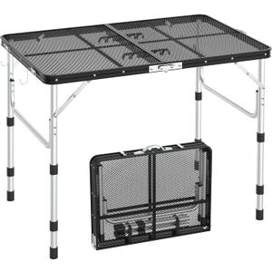Sportneer Folding Table, 3 Heights Camping Table with 2 Hooks, Lightweight & Compact Aluminum Portable Grill Table for BBQ, RV, Picnic, Outdoor, Camping, Cooking, 35.4'' L x23.6'' W Large Size Sportneer Folding Table, 3 Heights Camping Table with 2 Hooks, Lightweight & Compact Aluminum Portable Grill Table for BBQ, RV, Picnic, Outdoor, Camping, Cooking, 35.4'' L x23.6'' W Large Size