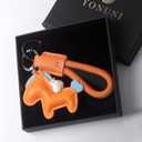 Handmade Horse Leather Keychain - Bag Charms for Handbags, Car Keys, Purse, Backpack & Gift Idea (Orange)