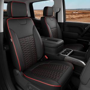 Custom Leather Seat Covers for Silverado/Sierra 1500 2019-2026, 2500HD 3500HD 2020-2026 Crew Cab Full Set with Jump Seat Cover (Armrest Storage Version Only), Truck Accessories
