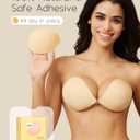 Niidor Adhesive Bra Strapless Sticky Invisible Push up Silicone Bra for Backless Dress with Reusable Nipple Covers (Nude)