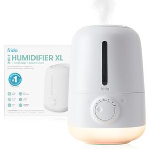 Frida Baby 3-in-1 XL Top Fill Humidifier for Bedroom, Cold & Flu Relief, 6L Tank Cool Mist Humidifier + Diffuser for Large Rooms, Mold Resistant, Nightlight, Auto-Off, Quiet, Essential Oil Diffuser