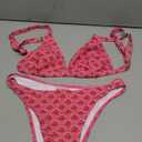 ZAFUL Women's 2 Piece Floral Print Swimsuit Triangle String High Cut Bikini Sets Bathing Suit(1-Floral Pink, S)