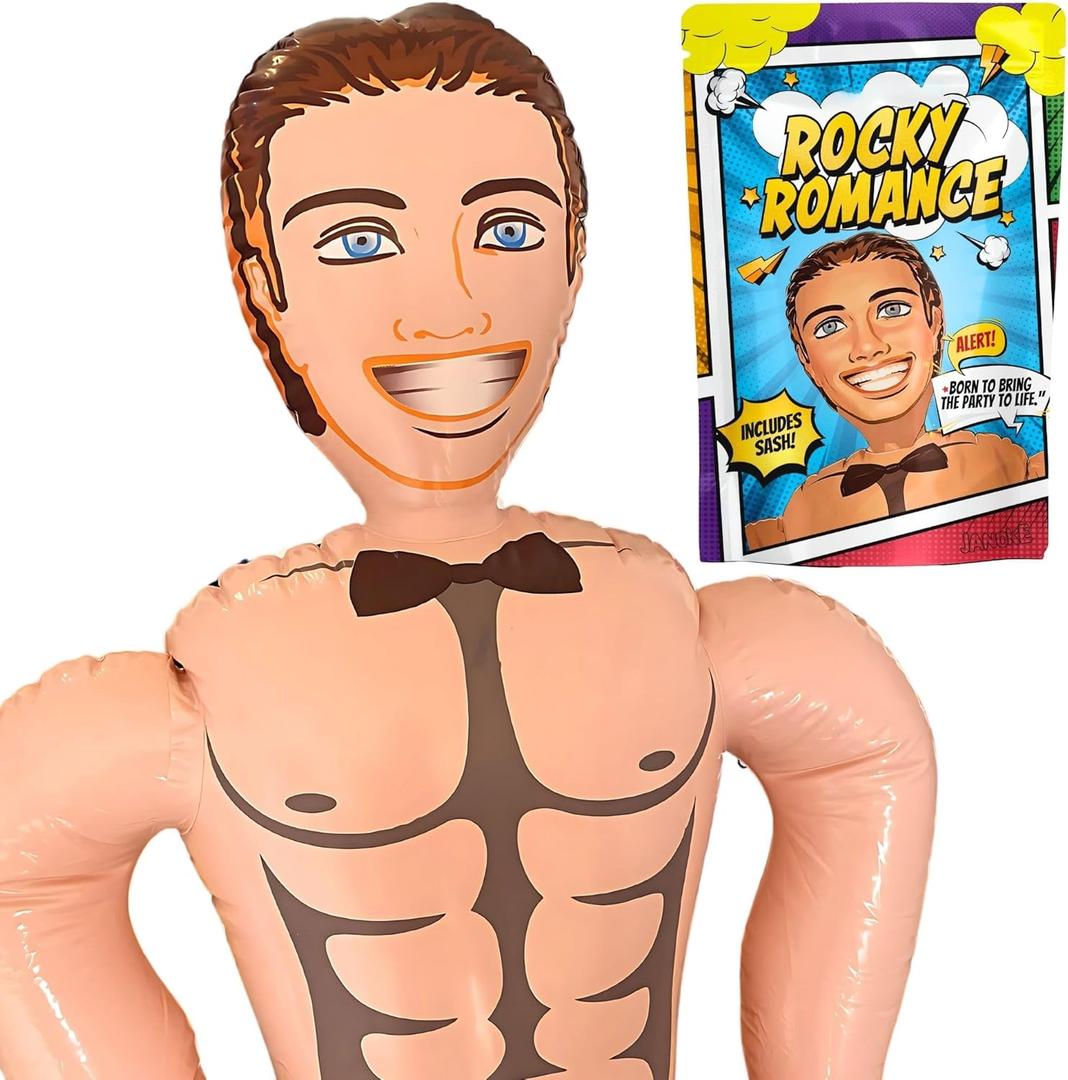 Inflatable Party Doll Display Figure with Sash – 59 Inch Life Size Blow Up Event Prop for Bachelorette Parties & Celebrations – Funny Male Character for Photo Booths