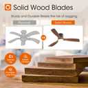 addlon 52 inch Ceiling Fans with Lights, Low Profile Ceiling Fan with Light and Remote Control, Flush Mount, Reversible, 3 Wood Blades, 3CCT Dimmable, Black Walnut Ceiling Fan for Indoor/Outdoor Use