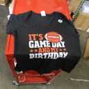 Womens American Football Birthday Boy It's Game Day And My Birthday V-Neck T-Shirt, Size Ladies S