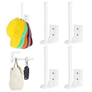 HzTinT Hat Organizer for Baseball Caps Hat Racks for Wall Baseball Hat Storage Organizer Hat Holder for Closet Hat Display Mount Adhesive/Drill (White, 8 Pack)