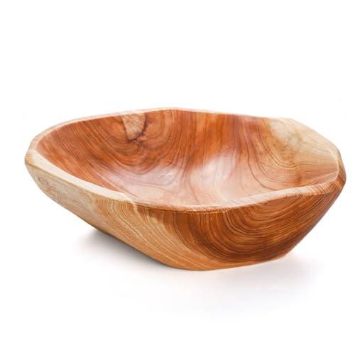 ZENFUN Natural Wood Fruit Bowl 7.8-9.5 Inch, Unique Root Dish Bowl, Fruit Snack Dish for Sandwich Bread Serving, Handmade Serving Bowl for Candy, Vintage Ring Dish, Serving Appetizer Display