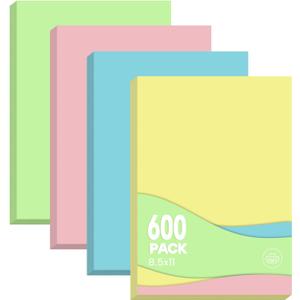 Colored Copy Paper 8.5x11 Inches, 600-Sheets Letter Size Pastel Colored Paper Assorted Colors Printer Paper for Printing, Arts & Crafts, School Projects and Office Use