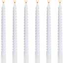 6 Pack 10 Inch White Spiral Taper Candles for Home Decor and Religious Ceremonies, Unscented Dripless Twisted Candlesticks for Weddings Dinner Holiday Decoration Formal Events