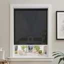 AOSKY Cordless Roller Shades for Windows Light Filtering Shades with 5% Openness Solar Screen Semi Sheer Roller Blinds UV Protection for Office and Home. Easy to Install 26" W x 72" H (Black)