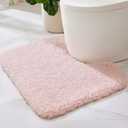 ILANGO Pink Toilet Rugs U Shaped 22" × 24" Non Slip & Super Absorbent Extra Thick Soft, Washable Bath Mats for Bathroom Floor, Microfiber Plush Shaggy Contour Bath Rugs for Toilet,Dry Quick