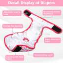 5 Pack Reusable Diapers for Doggie, Highly Absorbent Dog Diapers Female for Pet with Incontinence or Frequent Urination, XX-Large Dog Diapers Female, Flowers