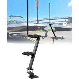 Boat Trailer Steps with Safety Grab Handle  3-Step Universal Steps for Bass, Pontoon & Hunting Boats, Heavy-Duty 400lb Capacity, Powder-Coated Solid Steel, Easy Installation on Trailer Tongue