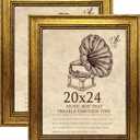 20x24 Picture Frame with Real Glass set of 2, Vintage Frames - Antique Style Frames for Wall - Ornate Frame for Rustic Gold Office or Home Decor Display Family Friends Wedding Gift, 20x24in