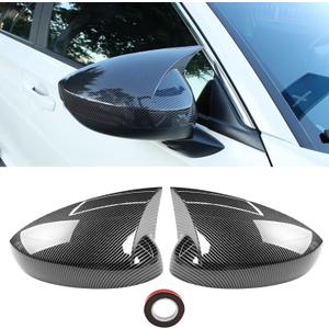 Moonlinks Compatible with 2022 2023 2024 2025 2026 Honda Civic Side Ox Horn Mirror Cover Overlay, Carbon Fiber LH & RH Side Door Exterior Rearview Mirror Cap Trim for 11th Gen Civic (1 Pair)