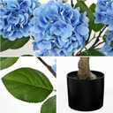 Hollyone 3FT Blue Hydrangea Artificial Flowers Tree Large Real Touch Faux Silk Hydrangea Plants Potted Fake Flower in Black Pot for Home Indoor Outdoor Front Porch Garden Entrance Living Room Decor