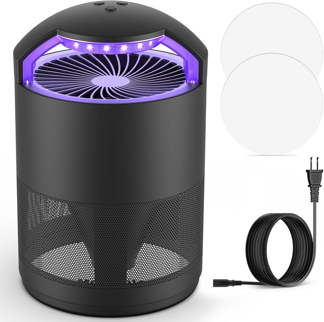 Fruit Fly Traps for Indoors, Catcher & Killer with Upgraded Purple Light, 3-Speed Fan Suction & Sticky Boards for Mosquito, Gnat & Moth, Electric Flying Insect Trap for Home, Kitchen, Bedroom, Plants