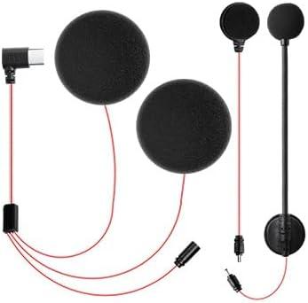 Motorcycle Helmet Speakers Works H2 & H4, with 40mm USB-C Speakers, Boom & Button Mic