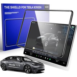 Tempered Glass Screen Protector for Tesla Model Y Juniper Accessories 2025/2026 & for Tesla Model 3 (2024/2025/2026) 15.4 Inch, Tempered Glass Case with Protective Frame, HD & 9H Anti-Scratch