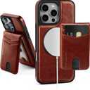 Compatible with Magsafe 2 in 1 Detachable iPhone 16 Pro Max Wallet Case with Card Holder,Women Men Magnetic PU Leather RFID Blocking Flip Kickstand Credit Slots,for Apple 16 ProMax,Brown