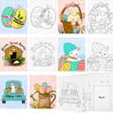 COCHIE Pack of 6 8x10 Inches Easter Day Pre Drawn Canvas to Paint, Easter Bunny Eggs Pre Printed Canvas for Ladies Sip and Paint Party Favor, Pre Sketched Canvas for Painting for Adults