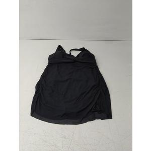 Women Plus Size Swim Dress Swimsuit One Piece Tummy Control Bathing Suits Modest Criss Cross Swim Suits Black 2XL