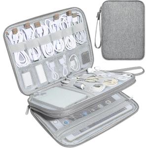 CILLA Electronics Organizer Travel, Travel Cord Organizer Case, Compact Electronics Accessories Bag for Cable, Cord, Charger, Phone (Dary Grey)