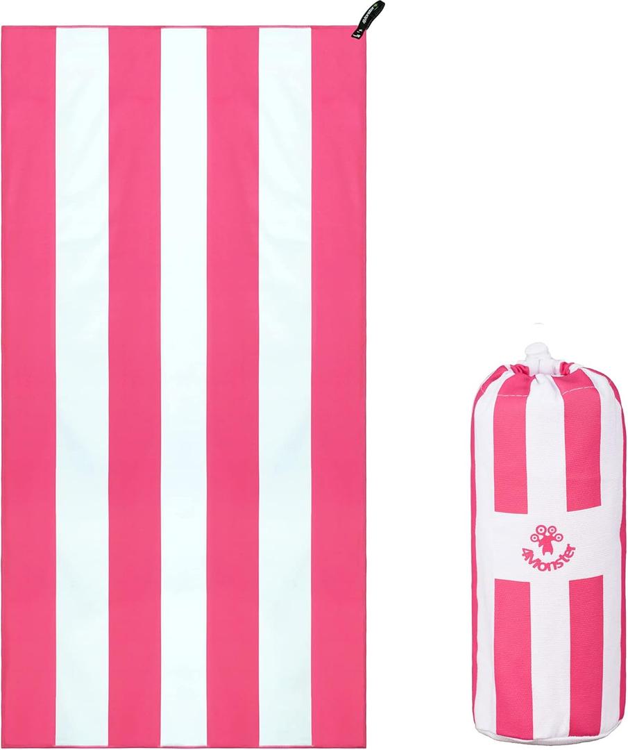 4Monster Microfiber Beach Towel Quick Dry,Super Absorbent Lightweight Travel Towel for Swimmers, Sand Free Camping Towel, Beach Towels for Pool,Swim,Water Sports,Yoga (78.00" x 35.00", 31 Classic- Pink)