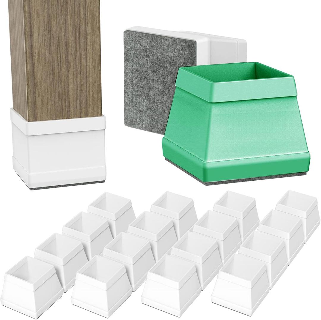 2 x 16 Pcs Square Chair Leg Protectors for Hardwood Floors,Silicone Felt Furniture Leg Cover Pad for Protecting Floors from Scratches and Noise, Smooth Moving for Chair Feet. (Medium)