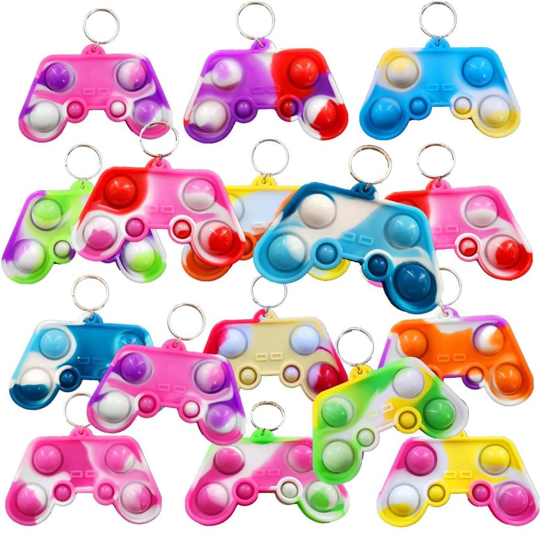 50 Packs Bulk Game Controllers Mini pop Fidget Keychain, for Boys and Girls Kids, Birthday Party Favors Supplies and Classroom Students Prizes