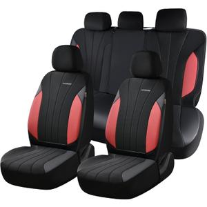 Coverado Seat Covers Full Set, Automotive Car Seat Protectors 5 Seats, Red Driver Protectors Universal Fit for SUVs, Trucks, Sedans,Car Accessories
