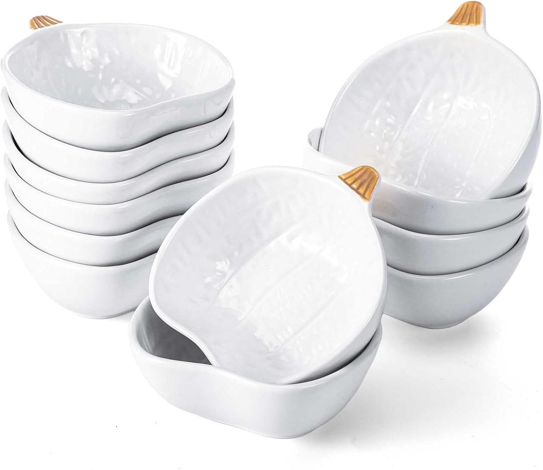 Teenyyou 24 Pcs Ceramic Pumpkin Ramekins Fall Bowls 6 oz Oven Safe Thanksgiving Pumpkin Bowls for Baking Souffle, Pudding Halloween Dishes(White)